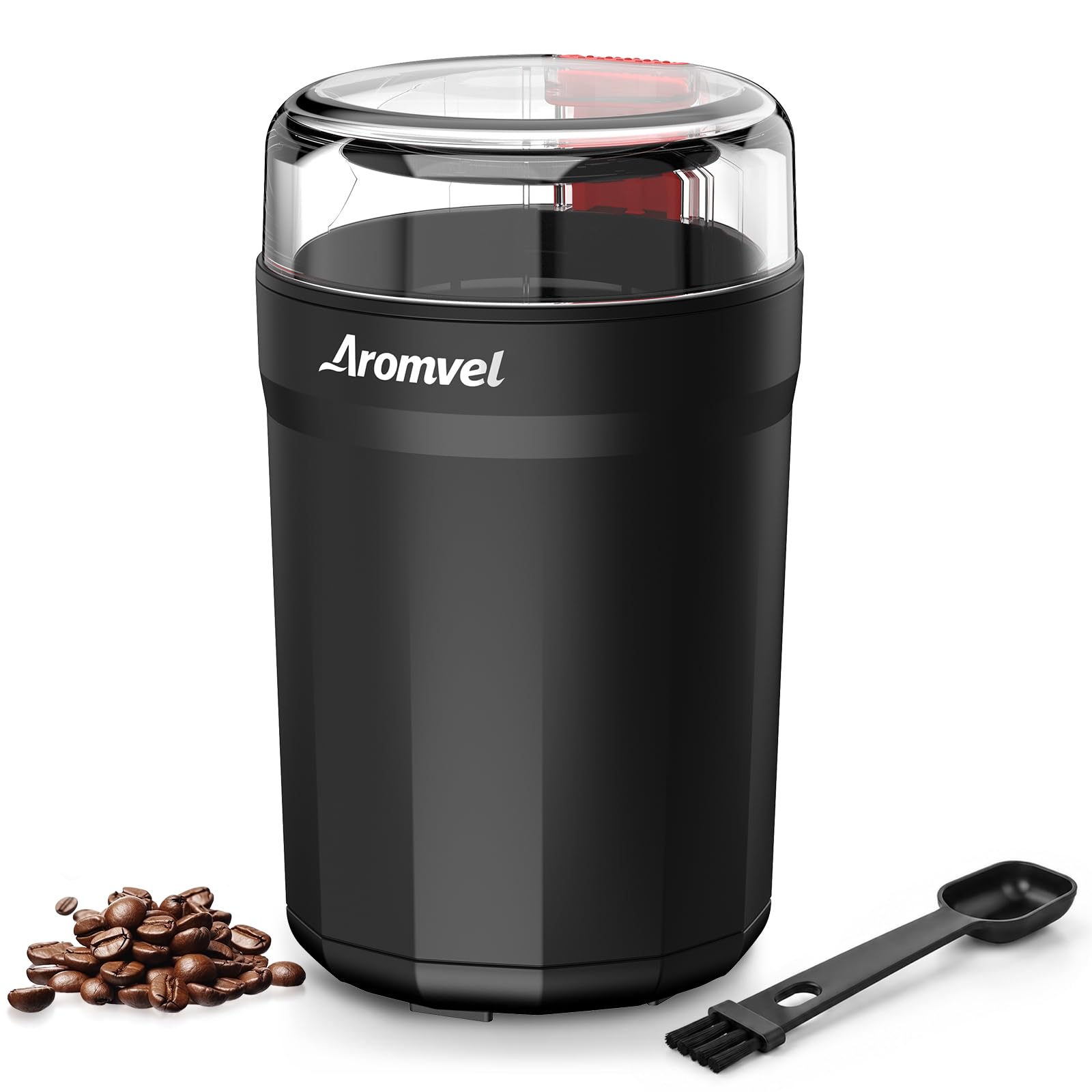 Aromvel vista frontal del molinillo mostrando diseño compacto y potencia