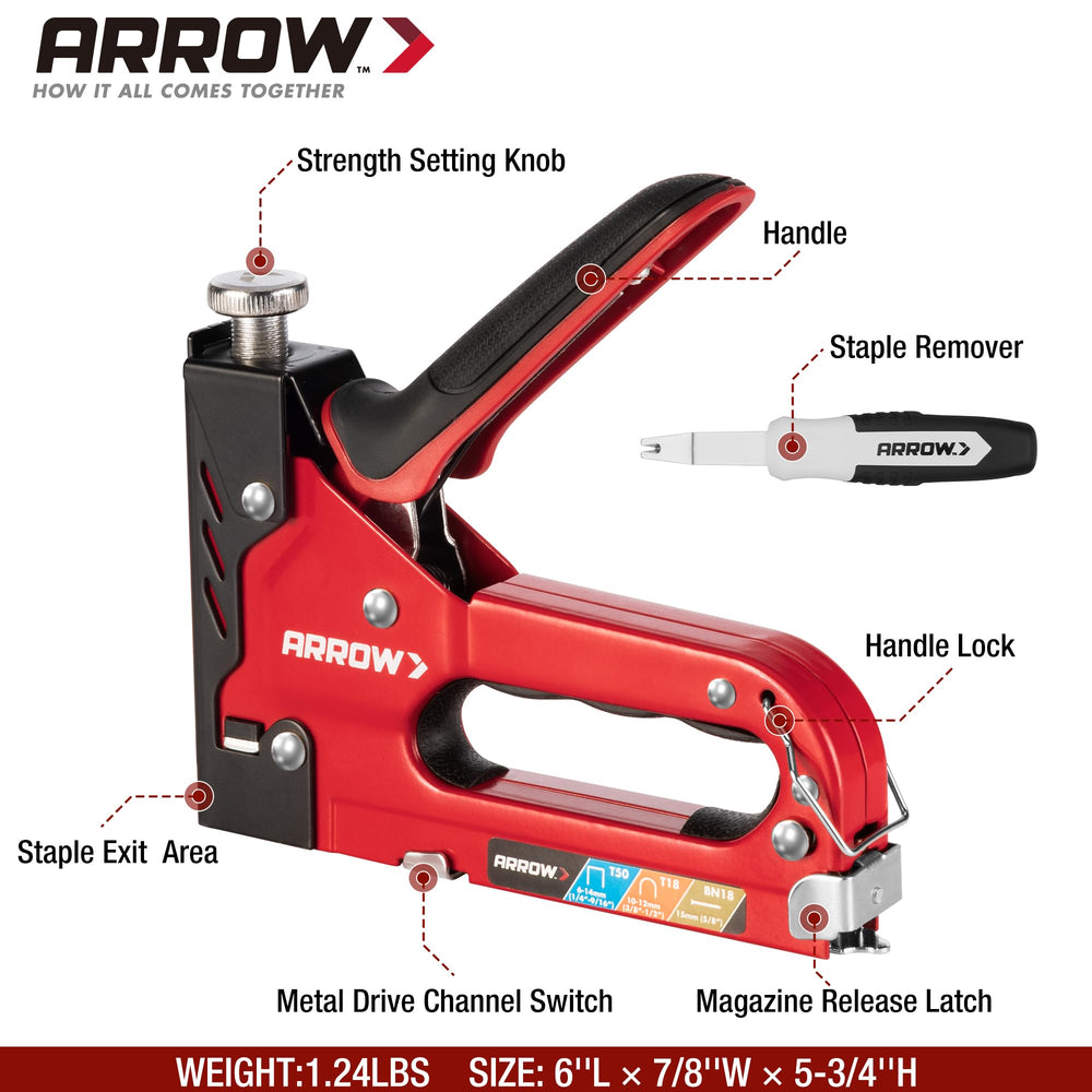 Arrow Fastener detalle de textura y acabado metálico que demuestra durabilidad y confianza