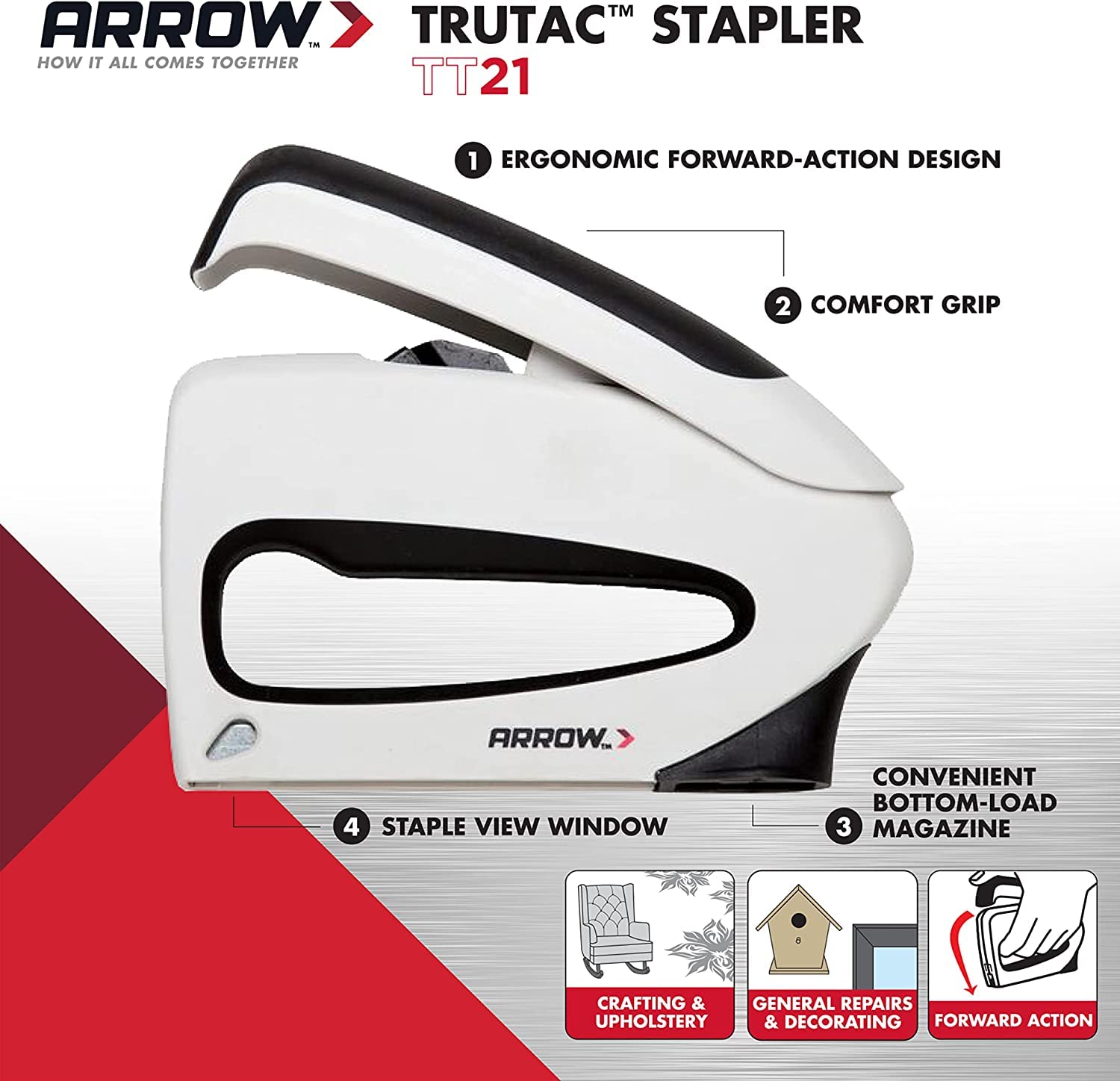 Arrow TT21 detalle del mango antideslizante para menor fatiga