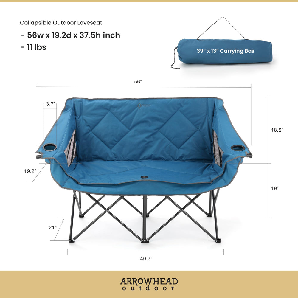 ARROWHEAD OUTDOOR loveseat plegado para transporte y almacenamiento fácil