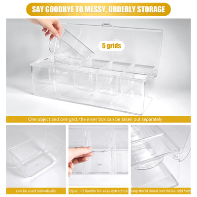ARSTPEOE condiment tray on buffet table demonstrating compact presentation and guest-friendly access