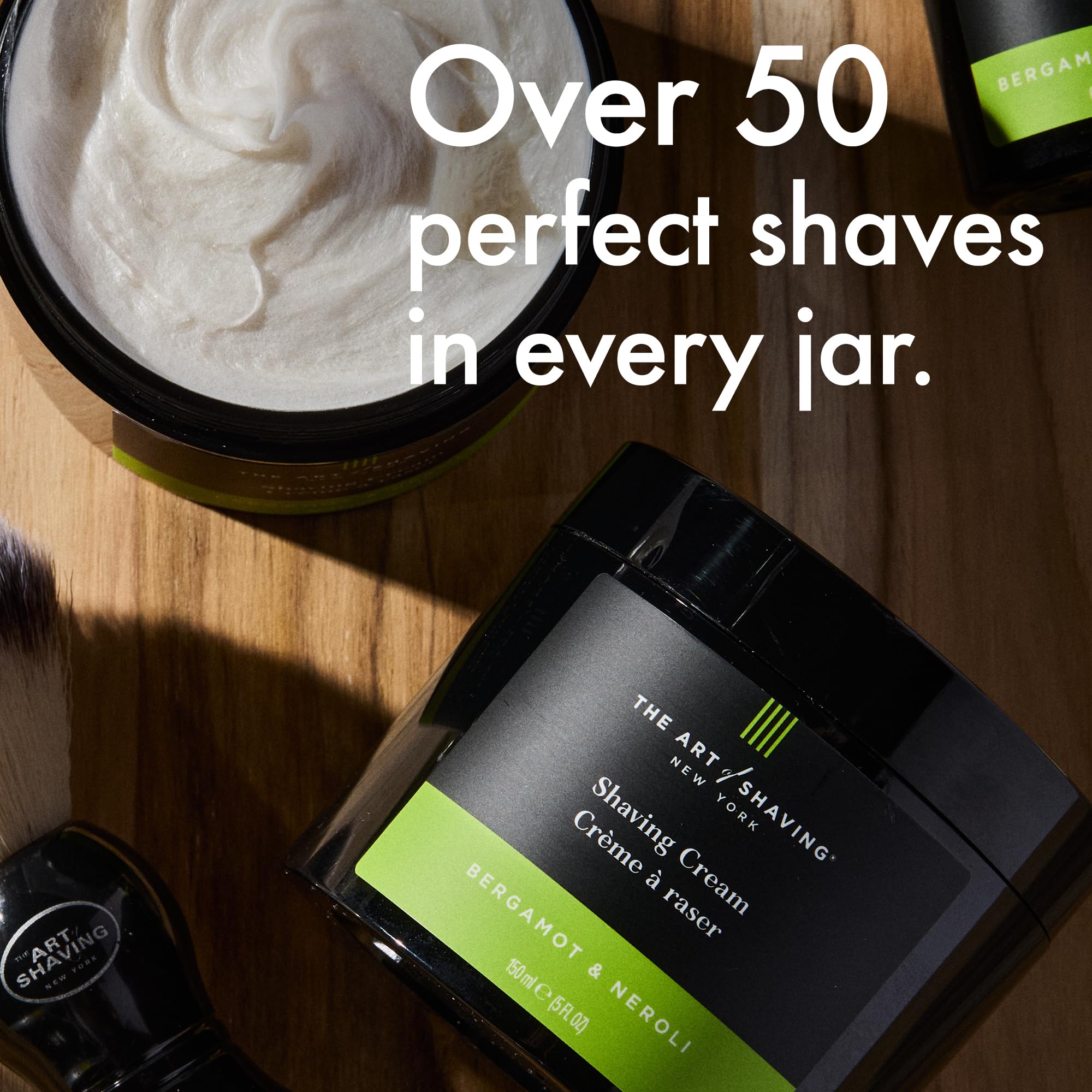 The Art of Shaving applied on face while shaving demonstrating smooth glide and protection benefit