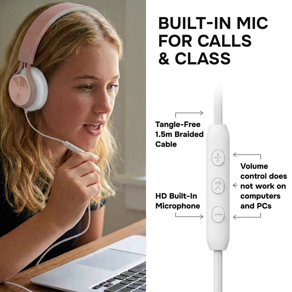 ARTIX niño usando auriculares en estudio, concentración mejorada