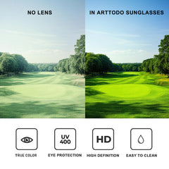 Arttodo gafas en uso durante golpe de golf mejorando visibilidad