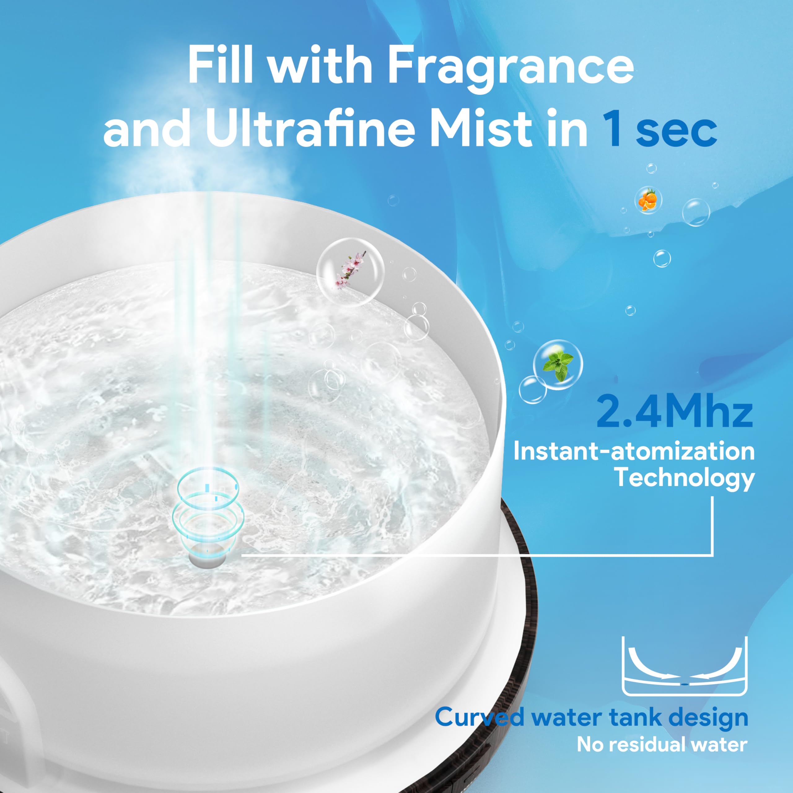 ASAKUKI close-up of cool mist stream demonstrating steady scent distribution