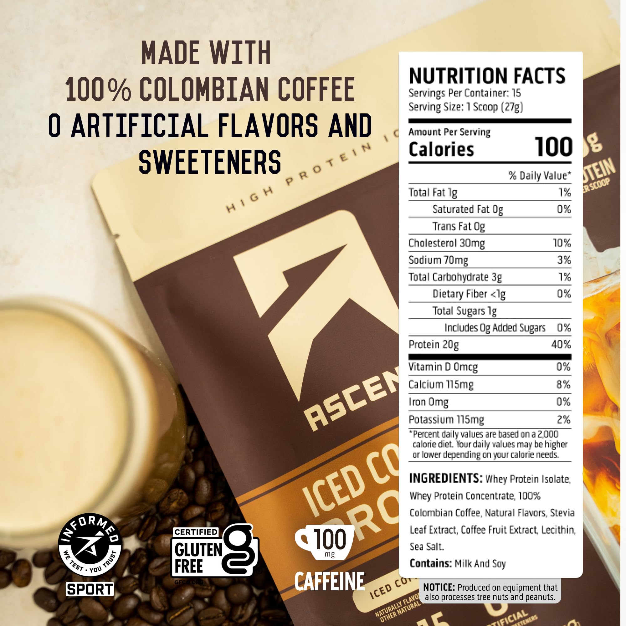 Ascent granos de café colombiano resaltando origen y sabor