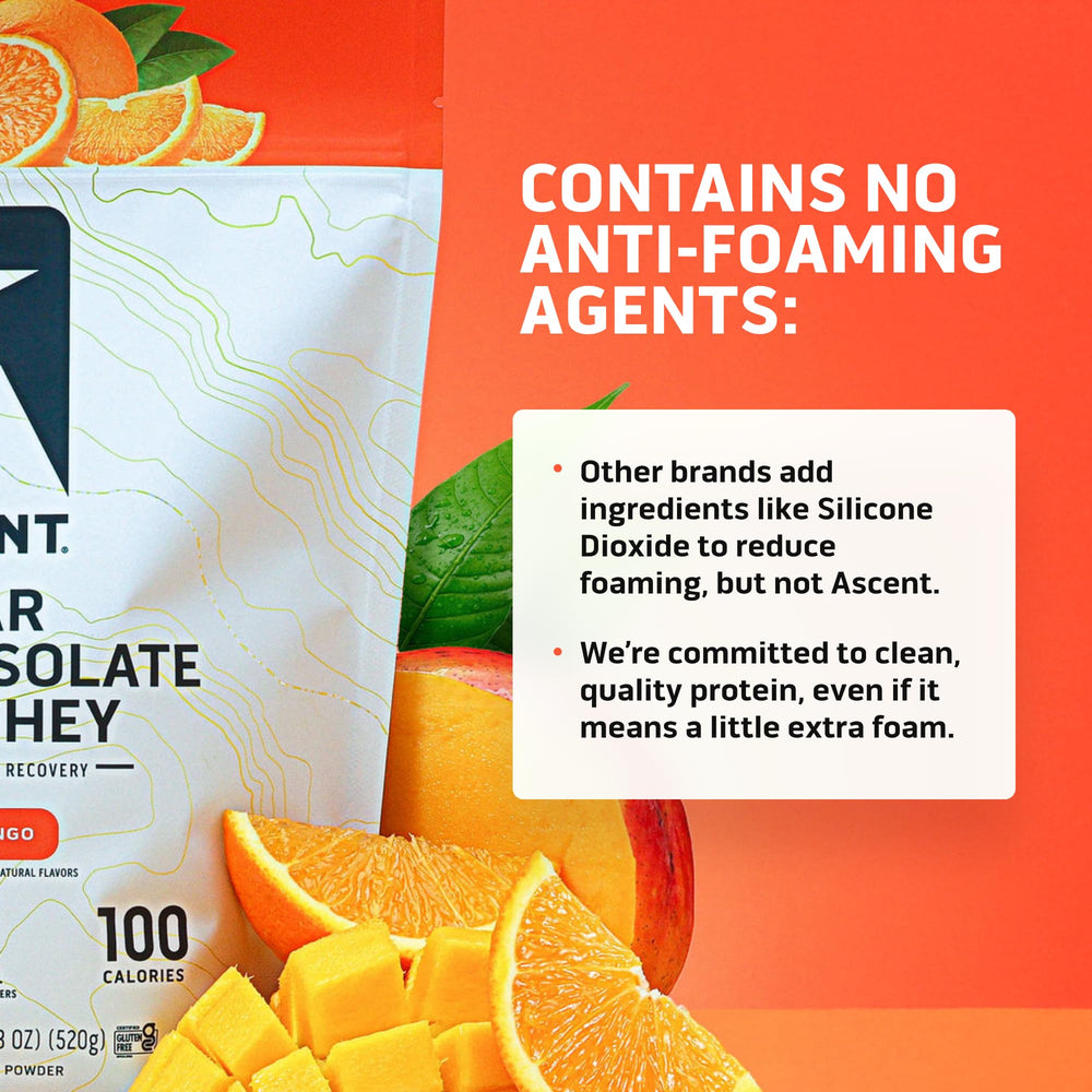 Ascent cuchara medidora con scoop mostrando la dosis precisa de 20 g de proteína