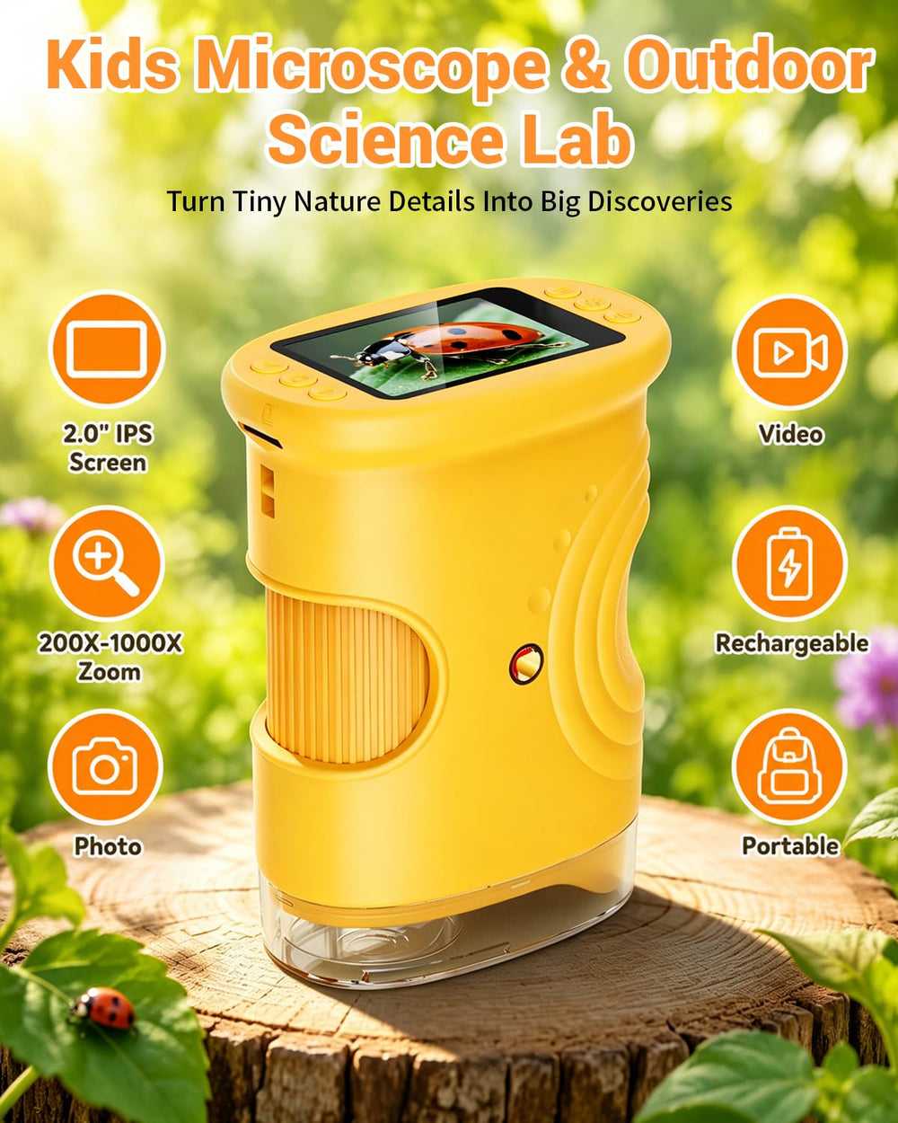 Ashfly microscope 2-inch display showing clear live specimen image
