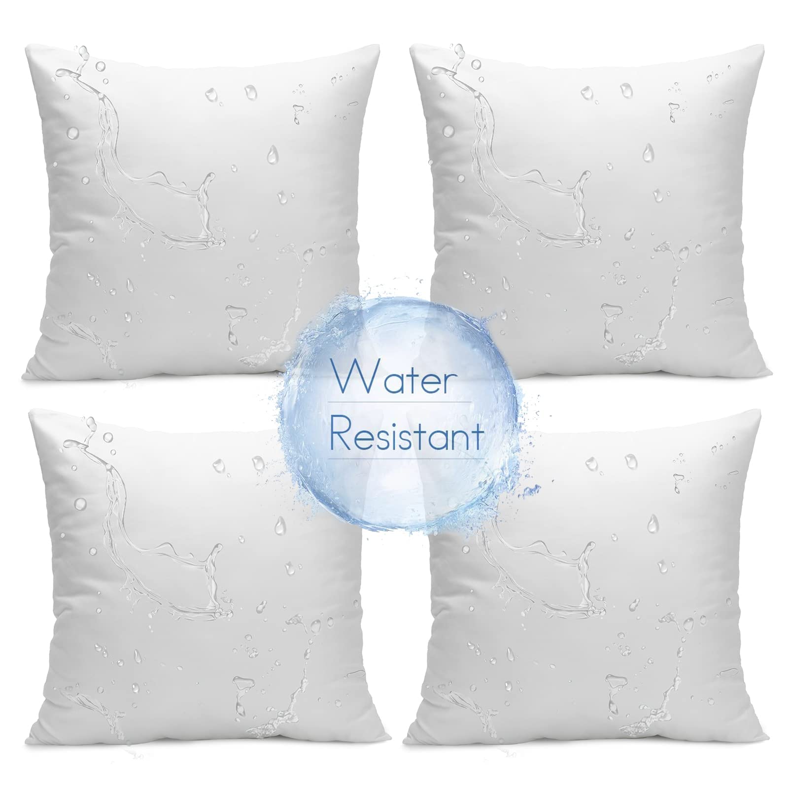 Ashler Home Deco front view of four 18x18 waterproof pillow inserts showcasing pack value