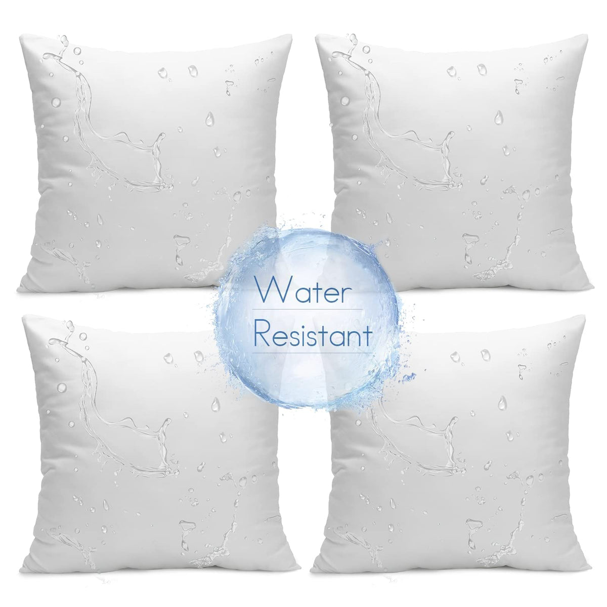 Ashler Home Deco front view of four 18x18 waterproof pillow inserts showcasing pack value