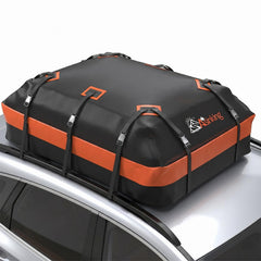 Asinking front view of rooftop bag showing waterproof protection and extra cargo space