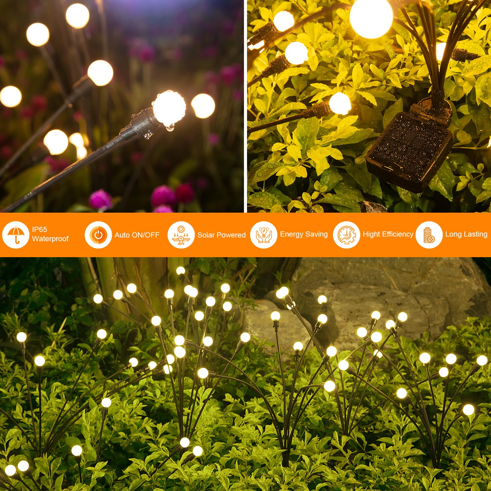 ASMAD luces encendidas en jardín nocturno creando ambiente festivo