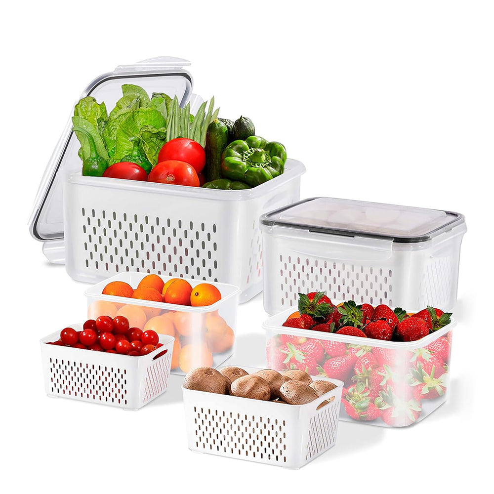 Asnews set completo frontal mostrando tres contenedores apilables y orden