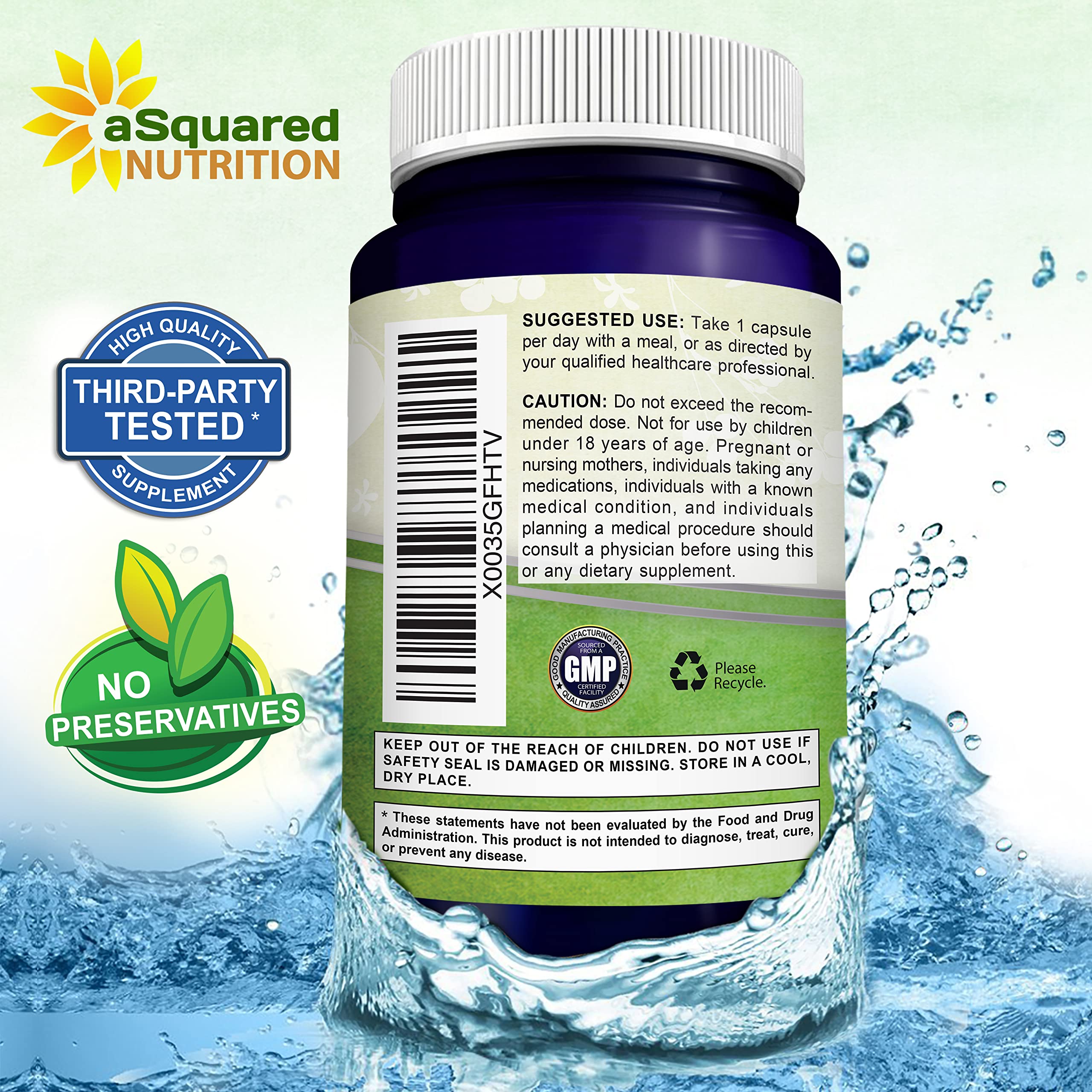 aSquared Nutrition cápsula junto a moneda para comparar tamaño y facilidad de tragar