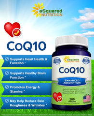 aSquared Nutrition cápsula abierta con polvo de CoQ10, detalle que muestra pureza y dosificación