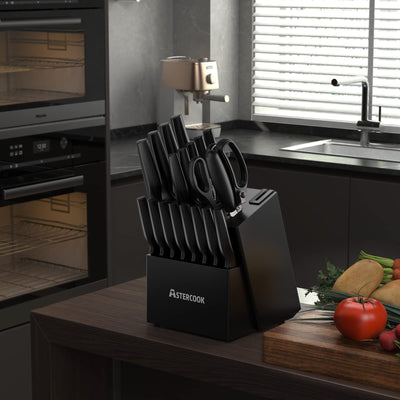 Astercook handle and tapered edge closeup for comfortable grip and precise cutting control