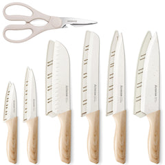 Astercook set frontal blanco mostrando las 13 piezas, ideal para cocina versátil