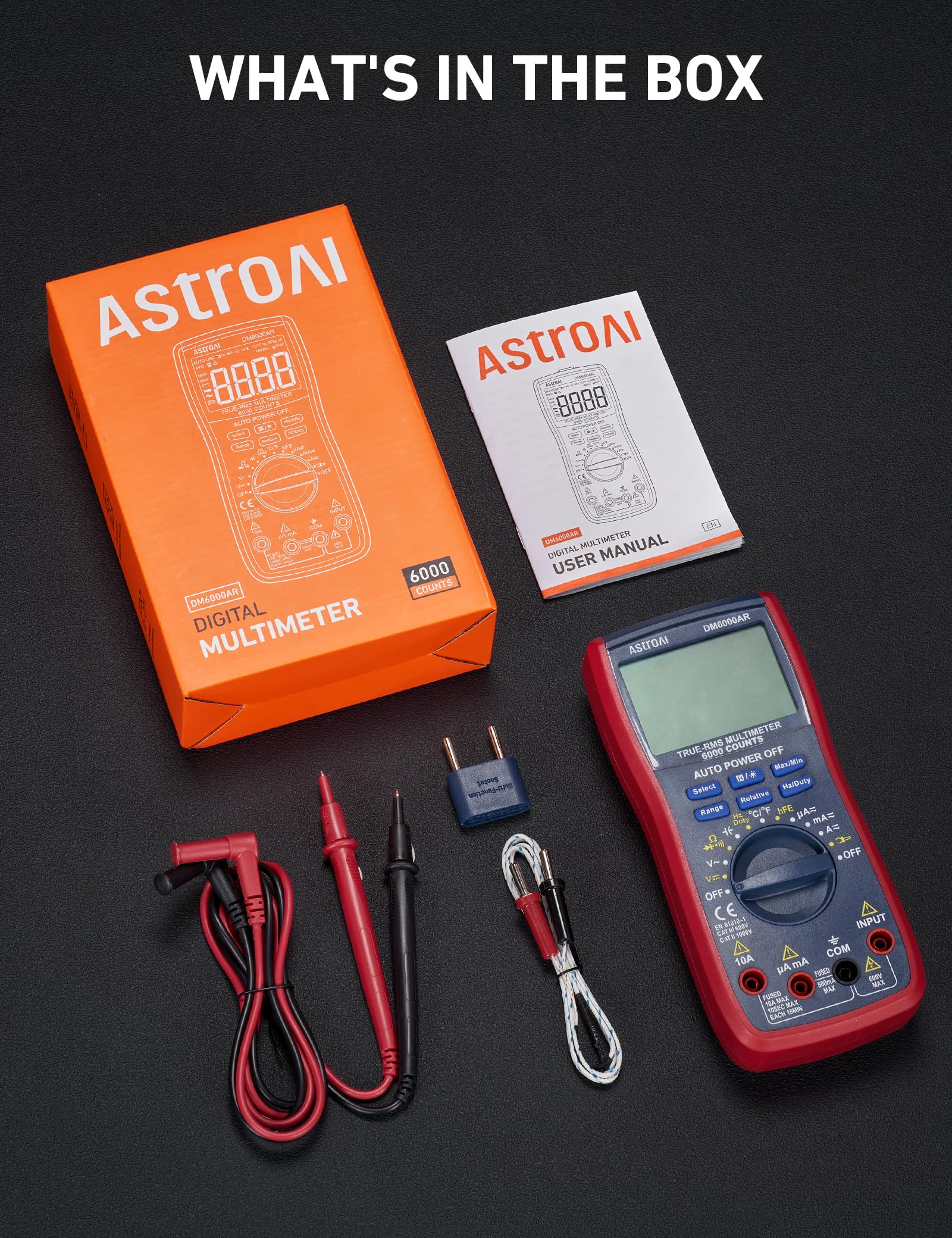 AstroAI con accesorios y manual listo para uso inmediato y correcto
