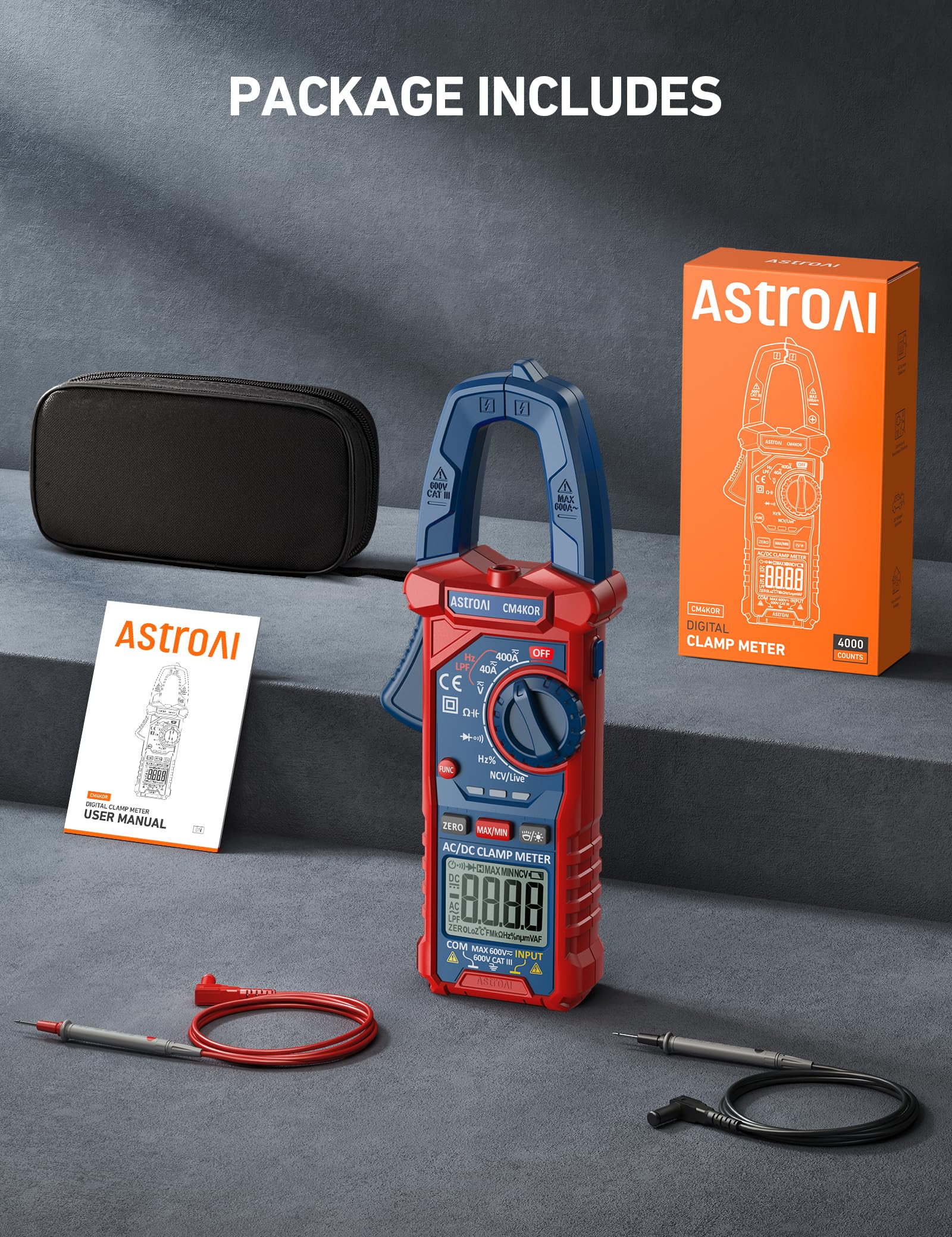 AstroAI embalaje y etiqueta con especificaciones y garantía visible