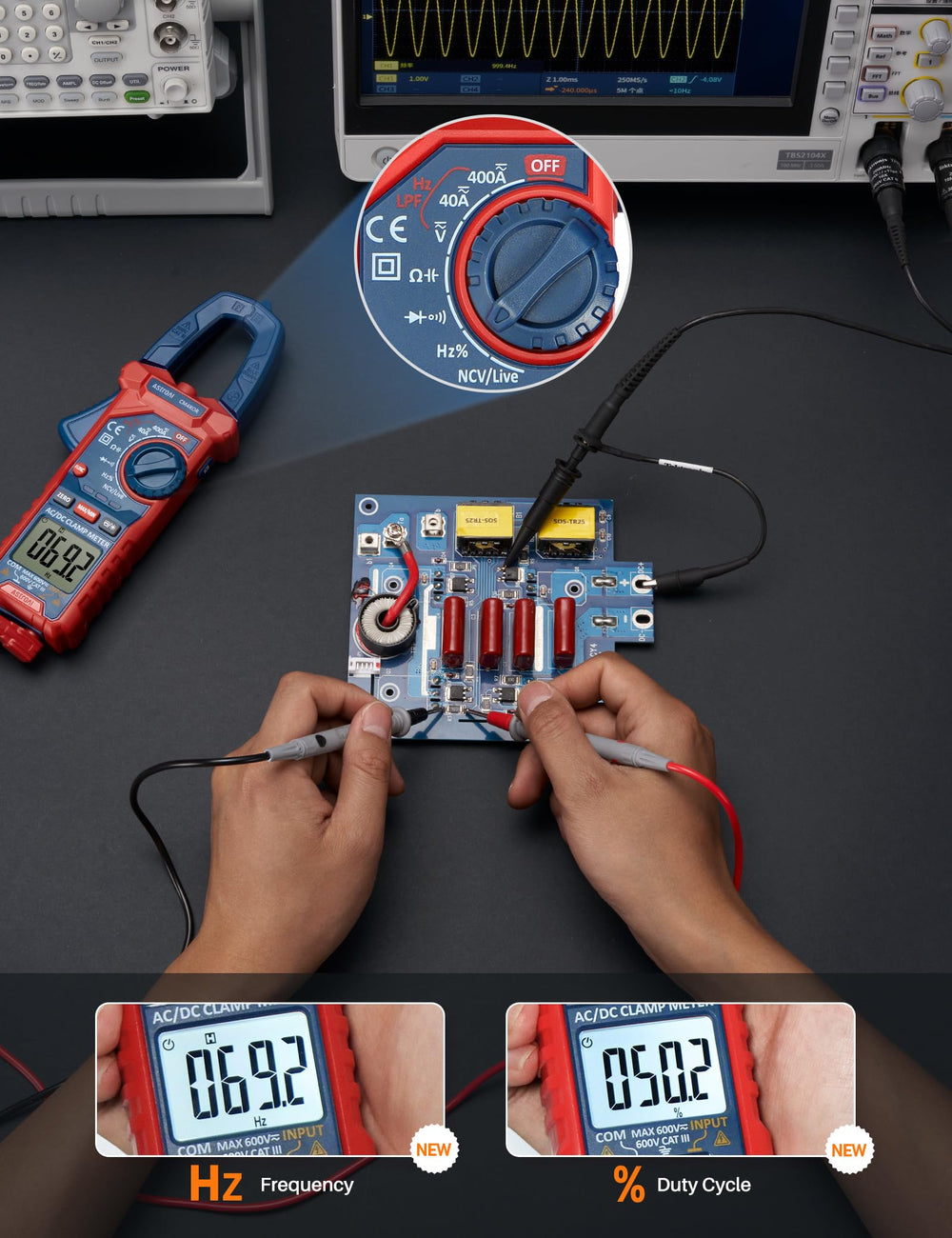AstroAI sensor NCV con luces indicadoras para detección de voltaje rápida