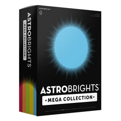 Astrobrights empaque frontal mostrando los cinco colores para organización