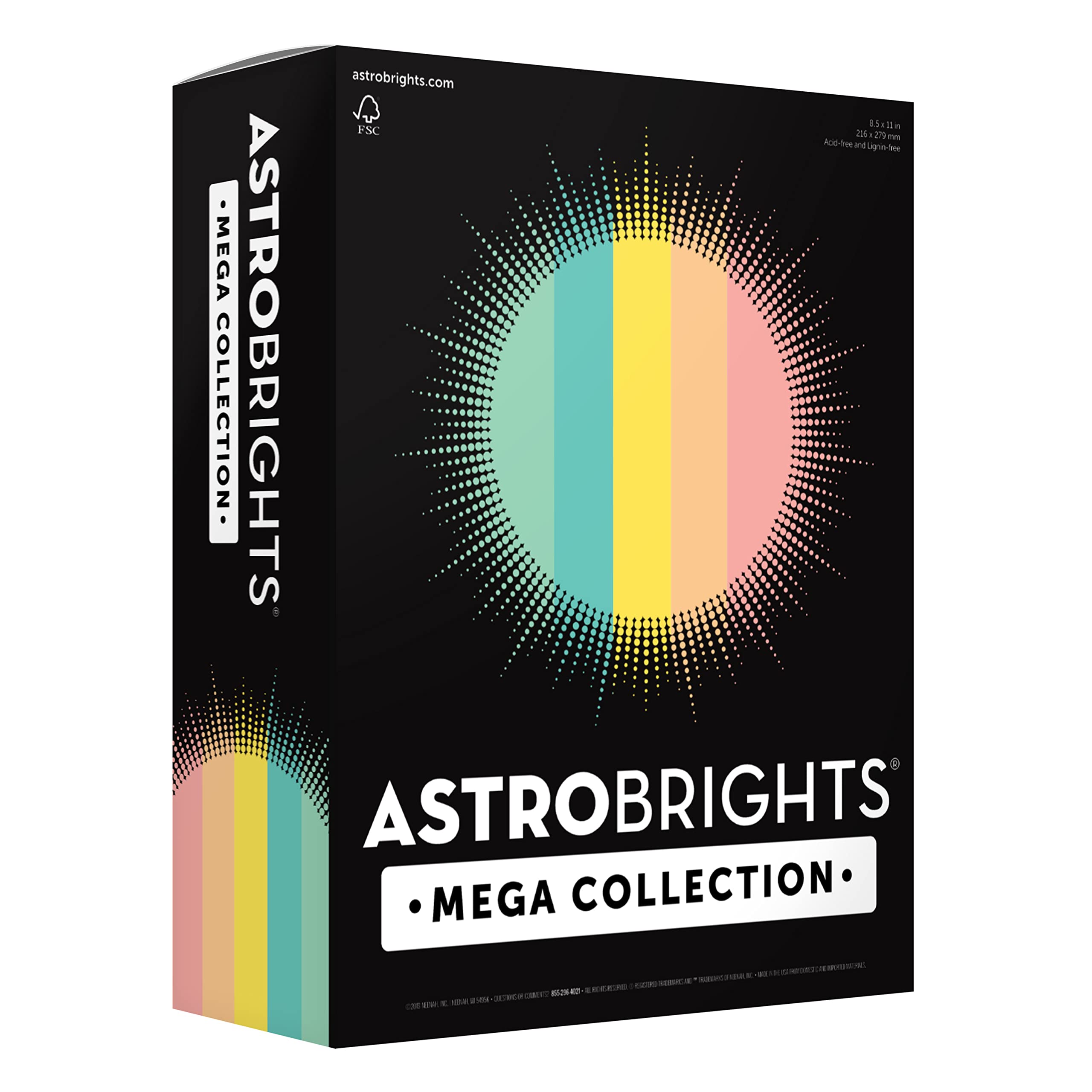 Astrobrights paquete frontal con 625 hojas pastel, muestra variedad y ahorro
