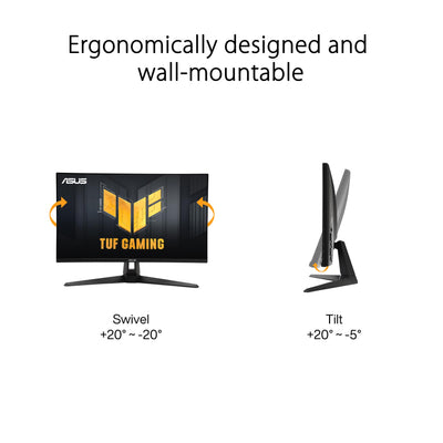 ASUS VG27AQ3A bezel and stand close-up showing build quality and flexible tilt adjustments