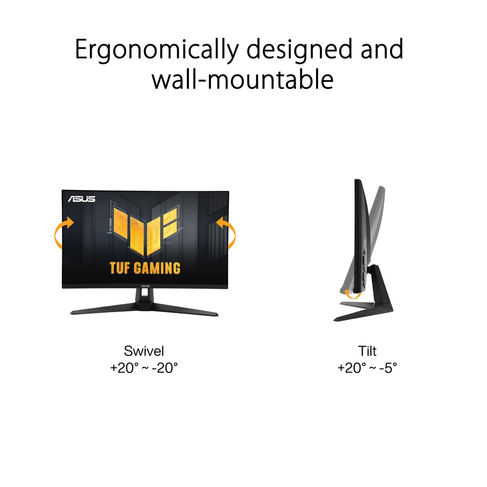 ASUS VG27AQ3A bezel and stand close-up showing build quality and flexible tilt adjustments