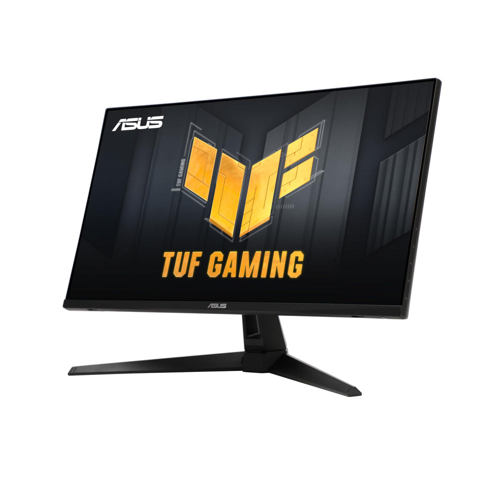 ASUS VG27AQ3A box contents and accessories showing DisplayPort cable, power adapter, screwdriver