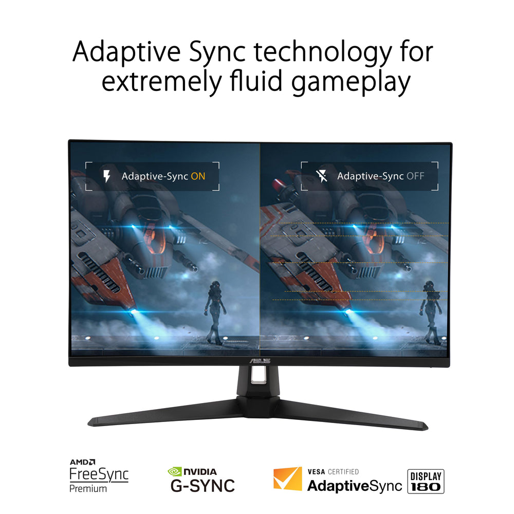 ASUS VG27AQ3A on-desk gaming setup showing smooth high-refresh gameplay and ergonomic placement