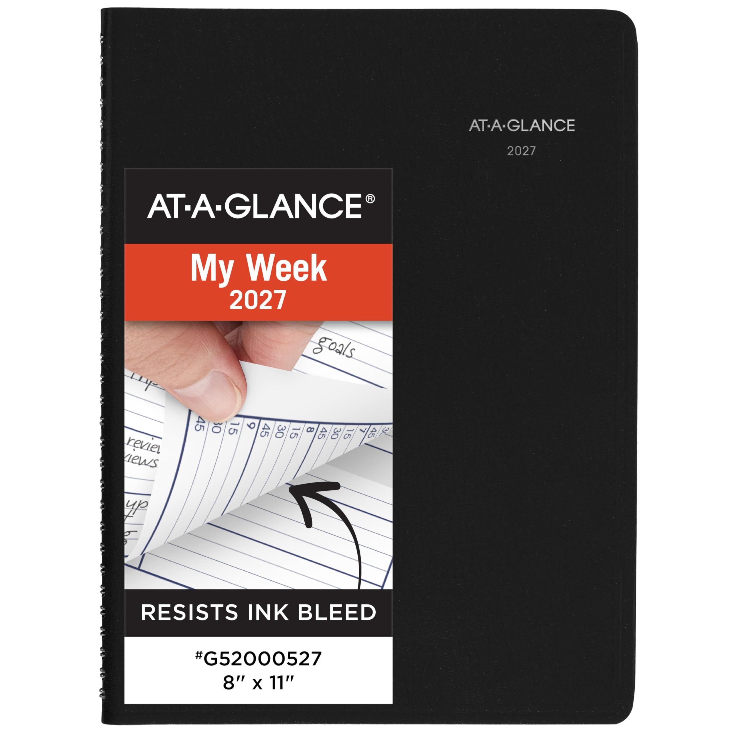 AT-A-GLANCE portada negra imitación piel, aspecto profesional y protección