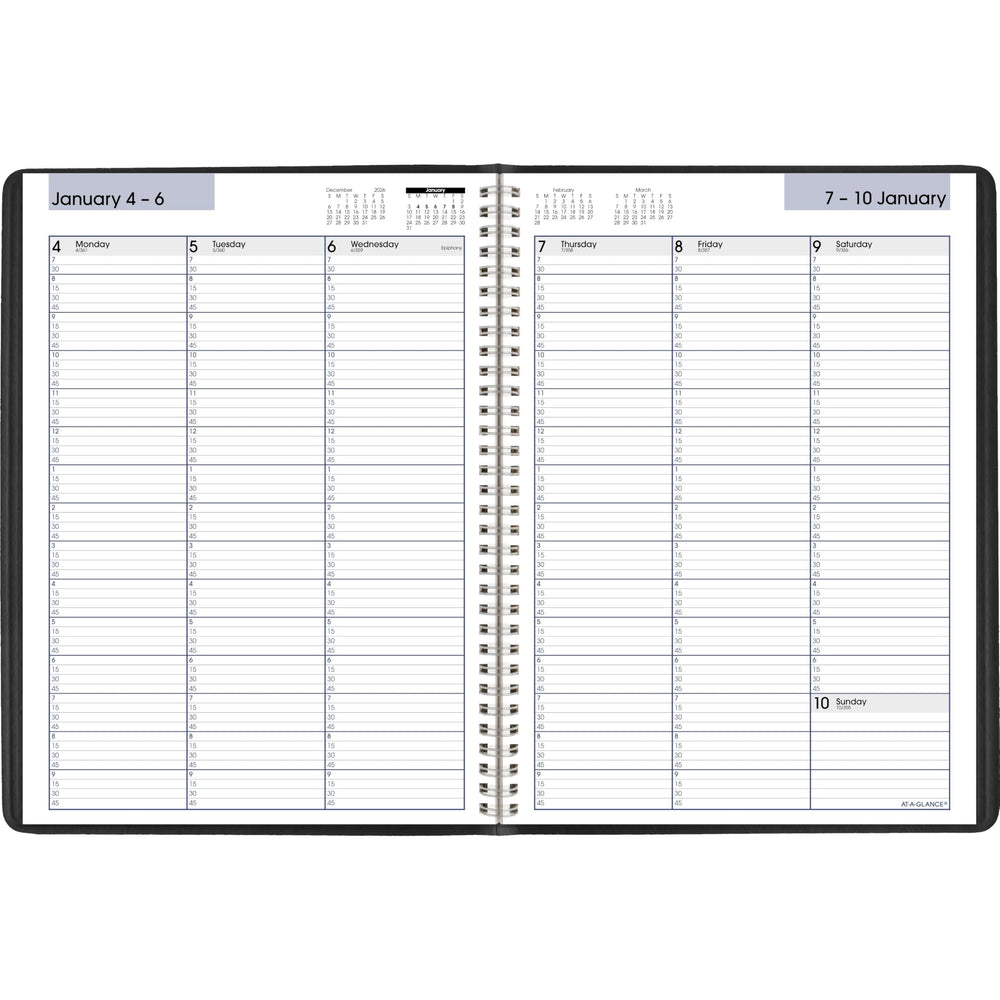 AT-A-GLANCE agenda en escritorio con lápiz, uso diario y productividad