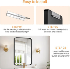 Atilioo mirror mounted over bathroom vanity horizontally demonstrating grooming usefulness