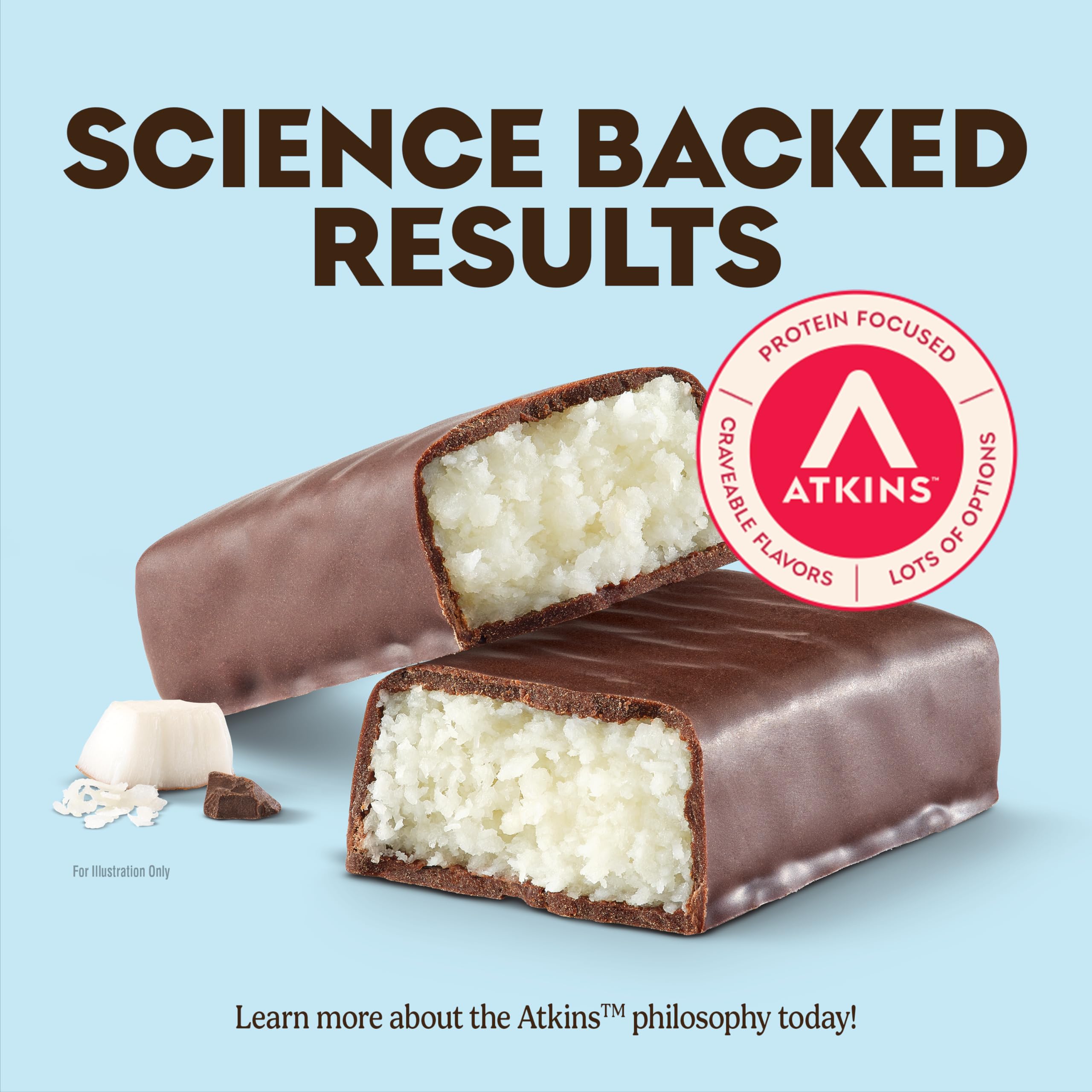 Atkins barra en uso en oficina, snack portátil y saciante