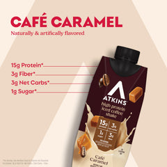 Atkins primer plano de textura cremosa del batido que destaca su sensación suave y saciante