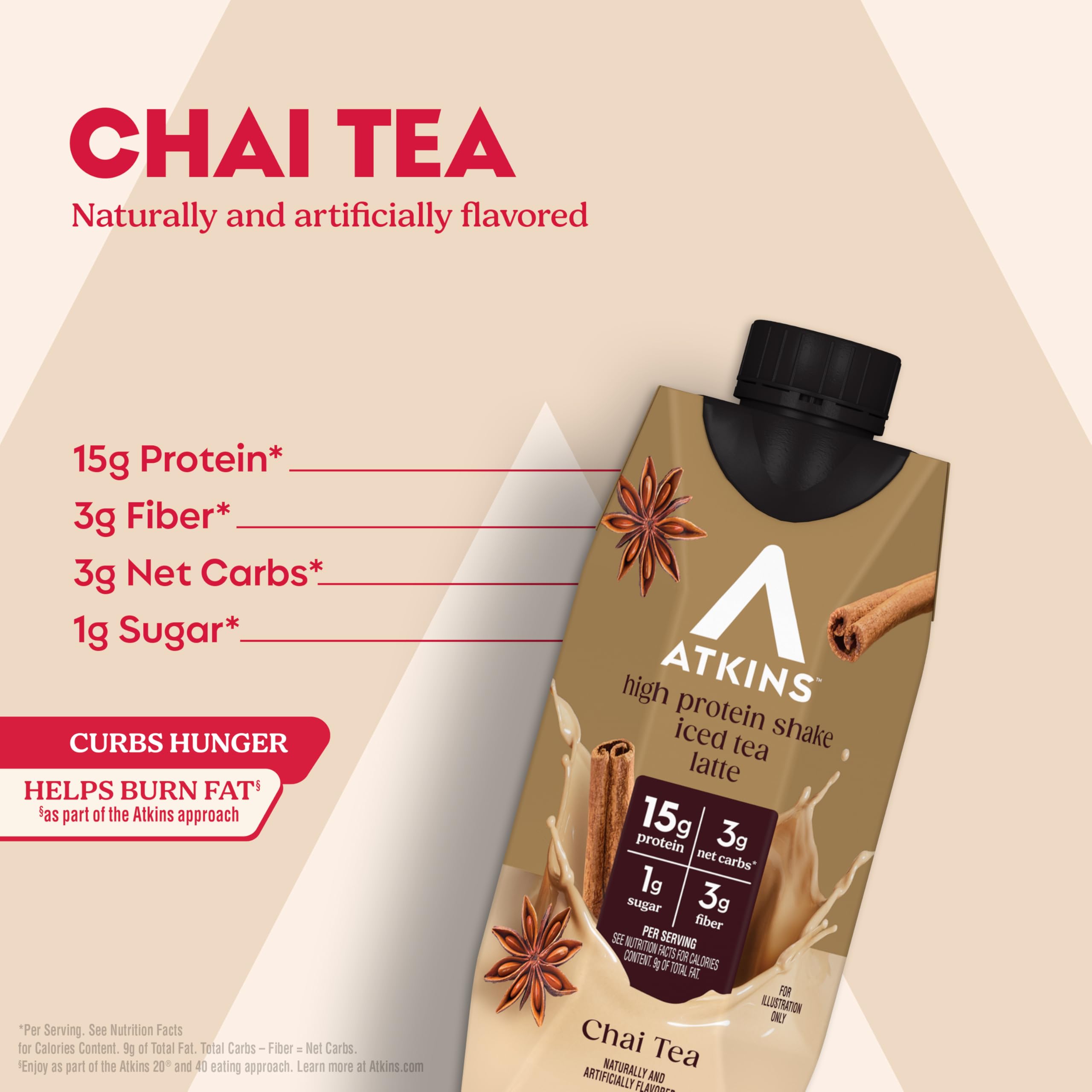 Atkins chai primer plano de la textura cremosa que aporta saciedad