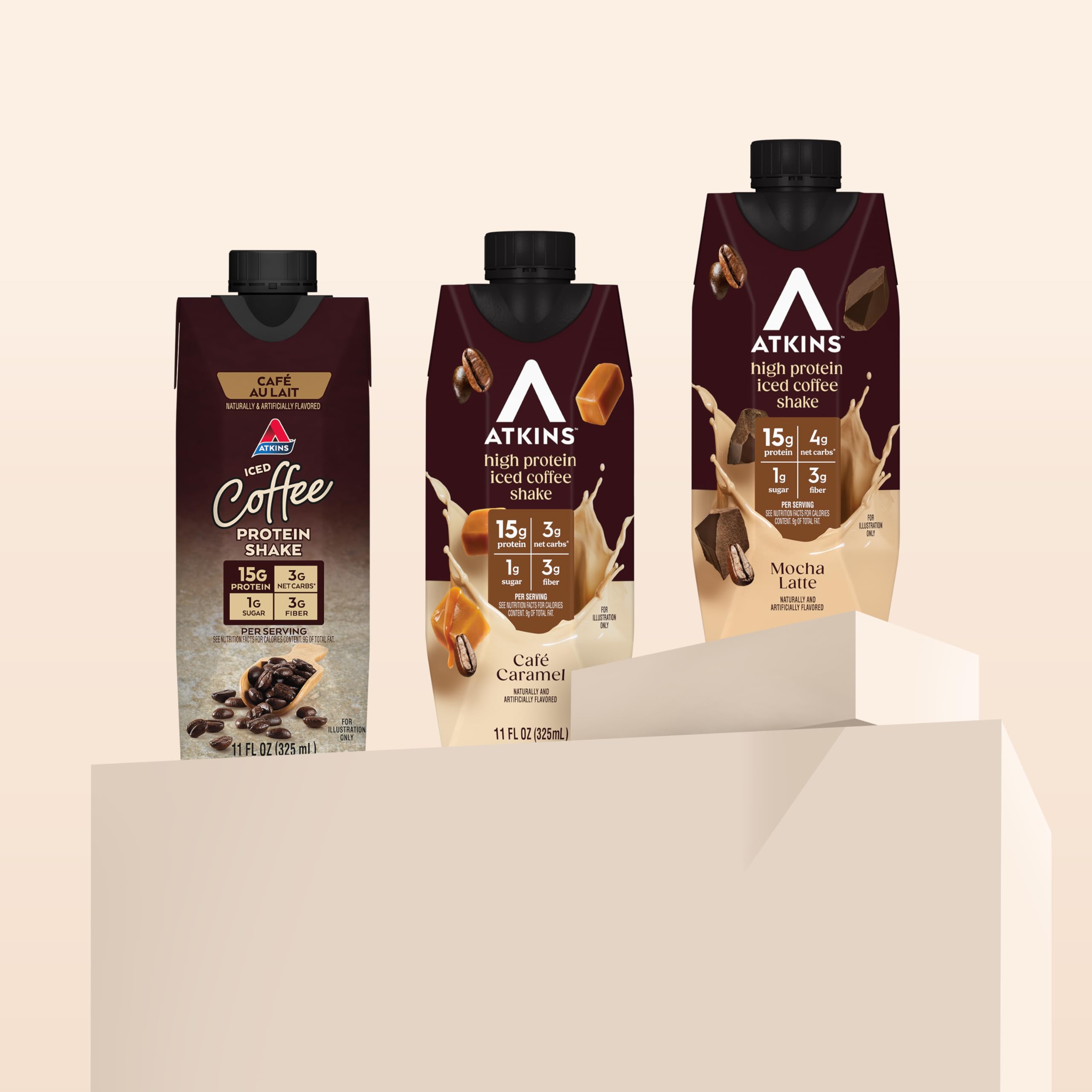 Atkins etiqueta nutricional en closeup mostrando información clave