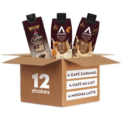 Atkins frontal del paquete Coffee Lovers mostrando variedad y conveniencia