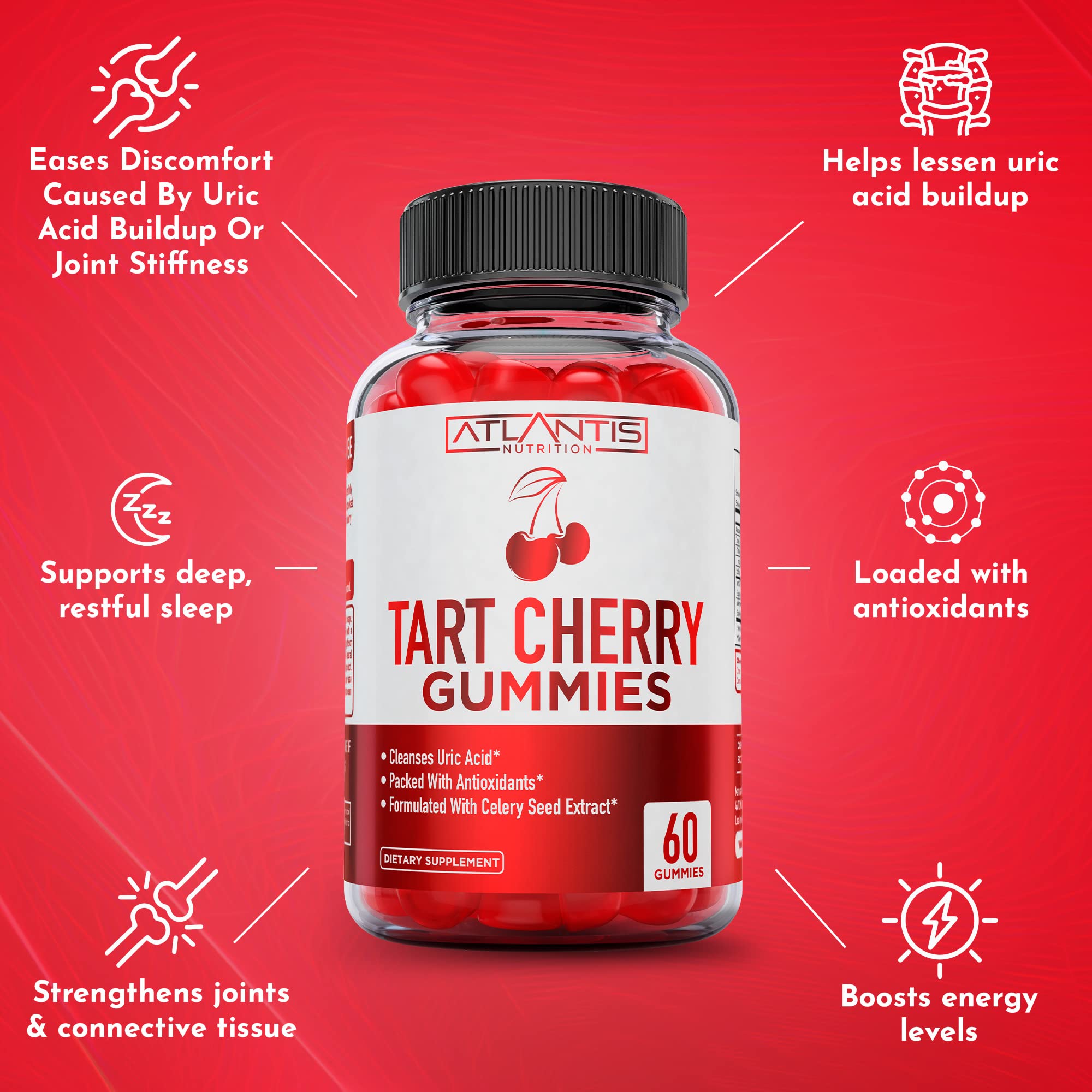 Atlantis Nutrition persona sosteniendo una gomita antes de tomarla