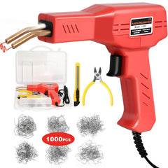 ATOLS front view of red plastic welder showing controls and light for safer repairs