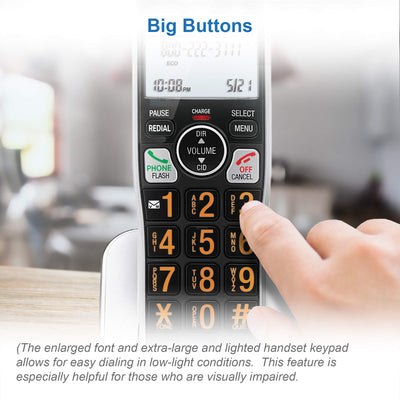 AT&T handset speakerphone in use illustrating hands-free clear conversations