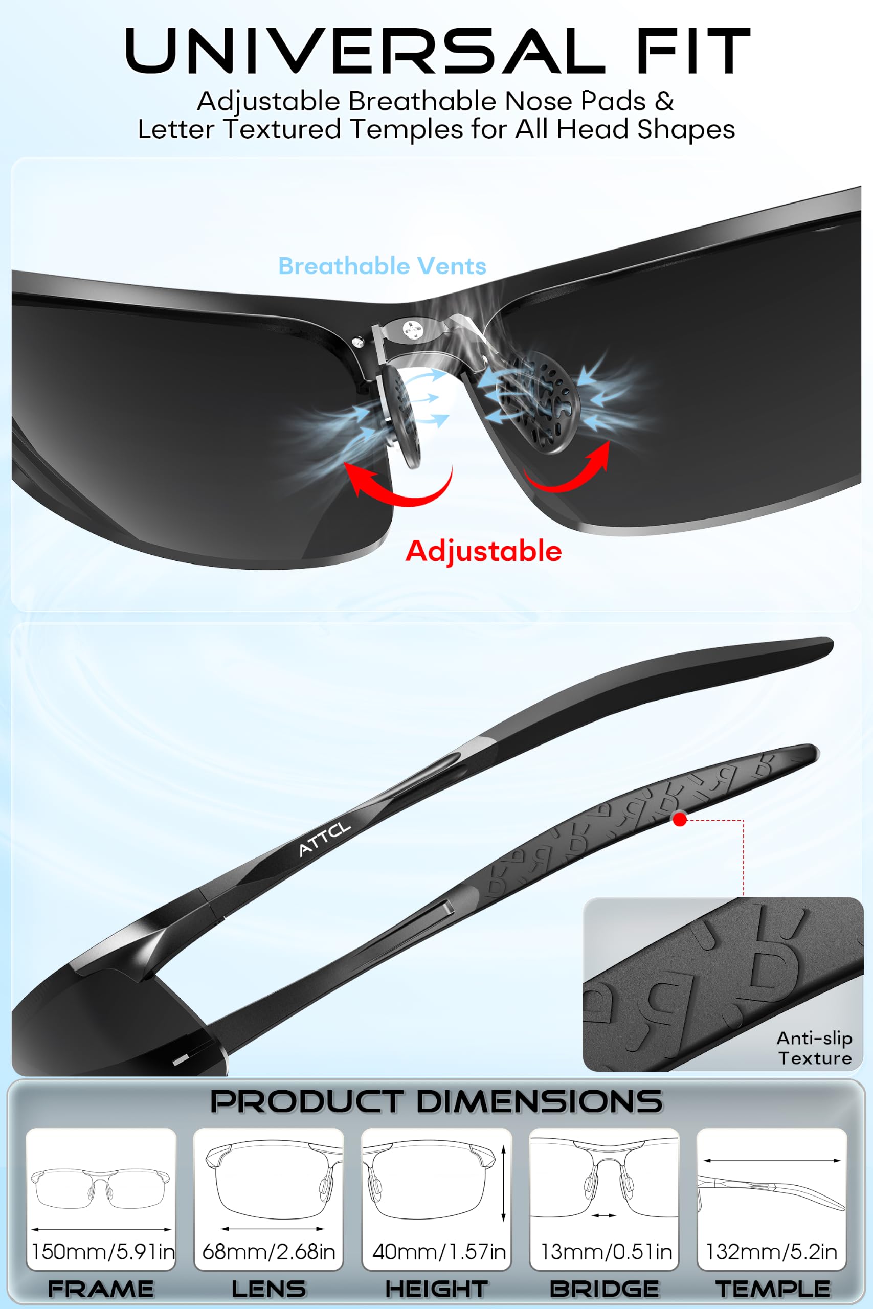 ATTCL estuche con cremallera abierto que protege las gafas en viaje