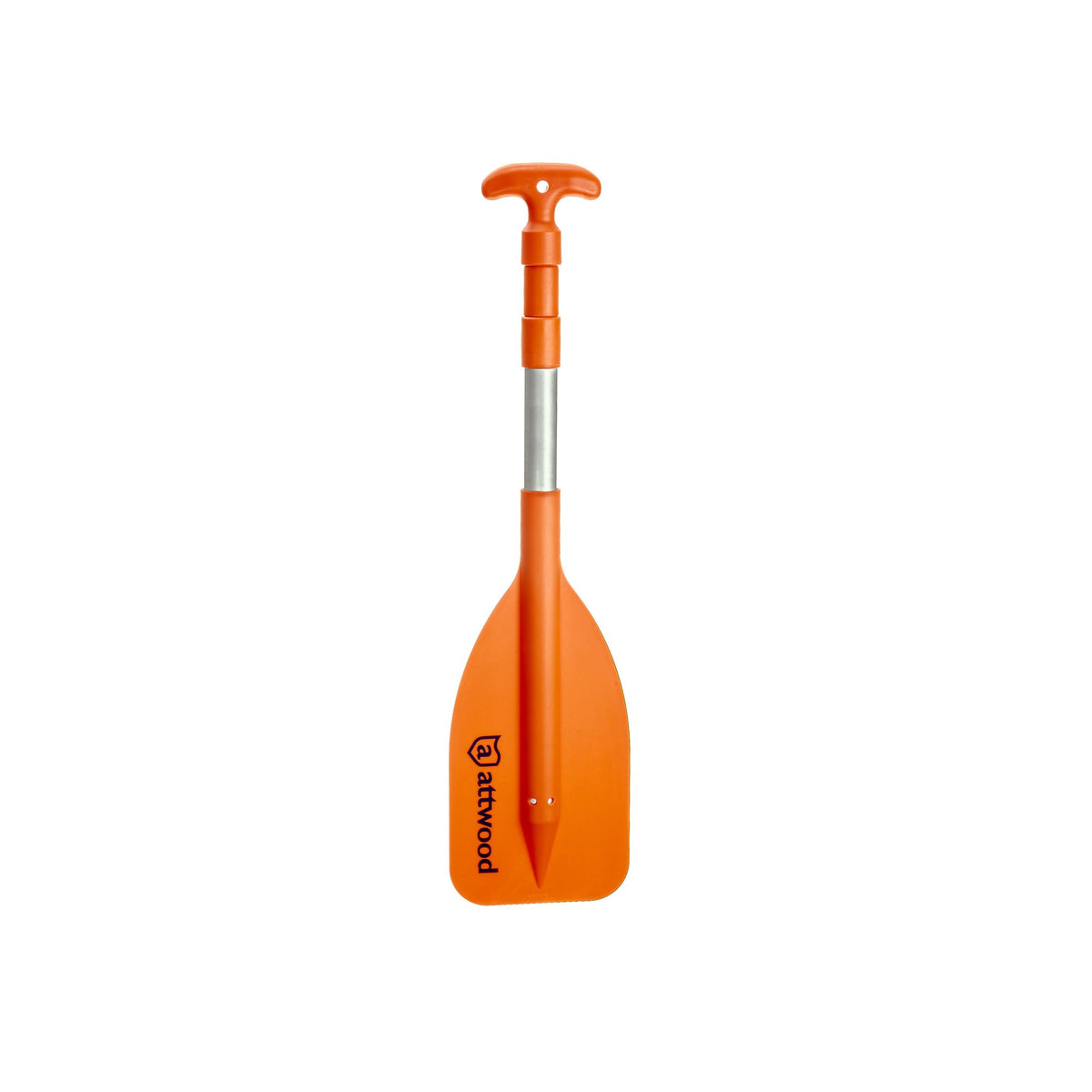 attwood front packaging paddle showing orange finish and compact storage benefit