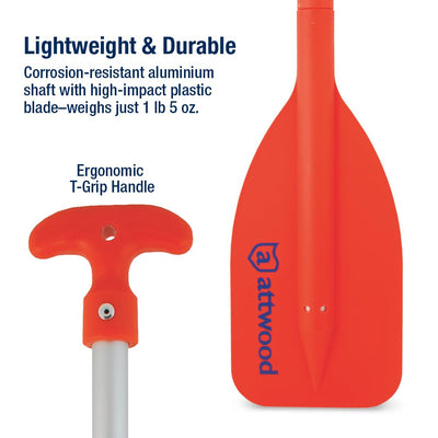 attwood scale comparison hand holding paddle showing lightweight comfortable carry
