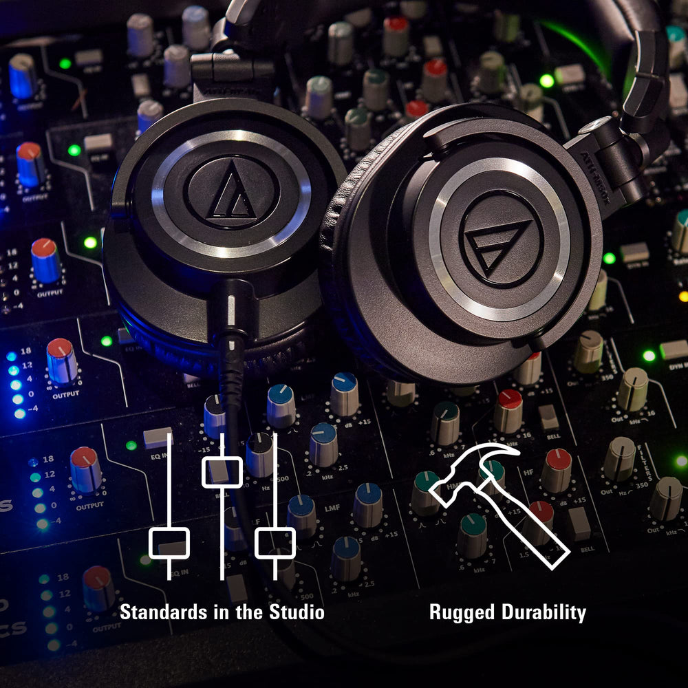 Audio-Technica ATH-M50X diadema con costuras reforzadas para durabilidad profesional