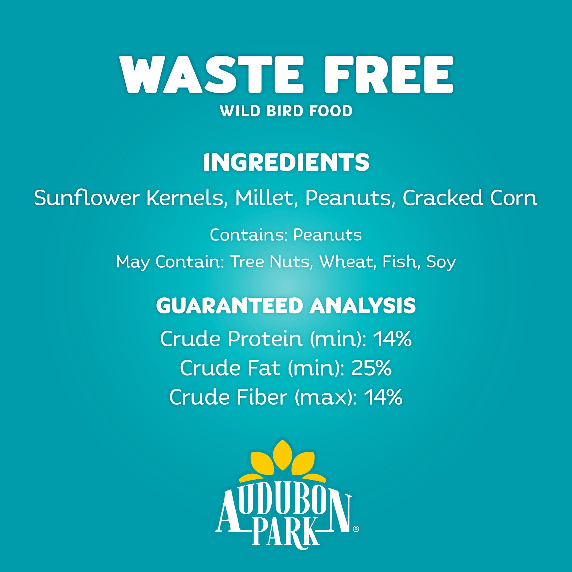 Audubon Park etiqueta con ingredientes claros, información útil y transparente