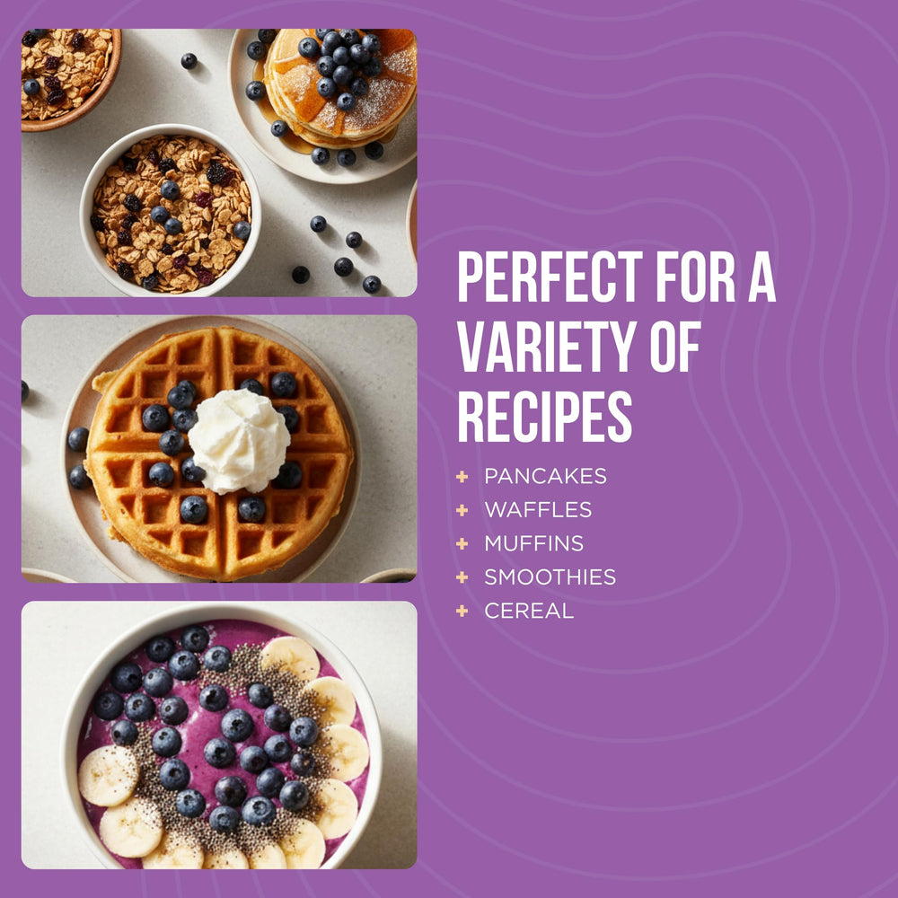 Augason Farms blueberries folded into pancakes for enhanced breakfast flavor