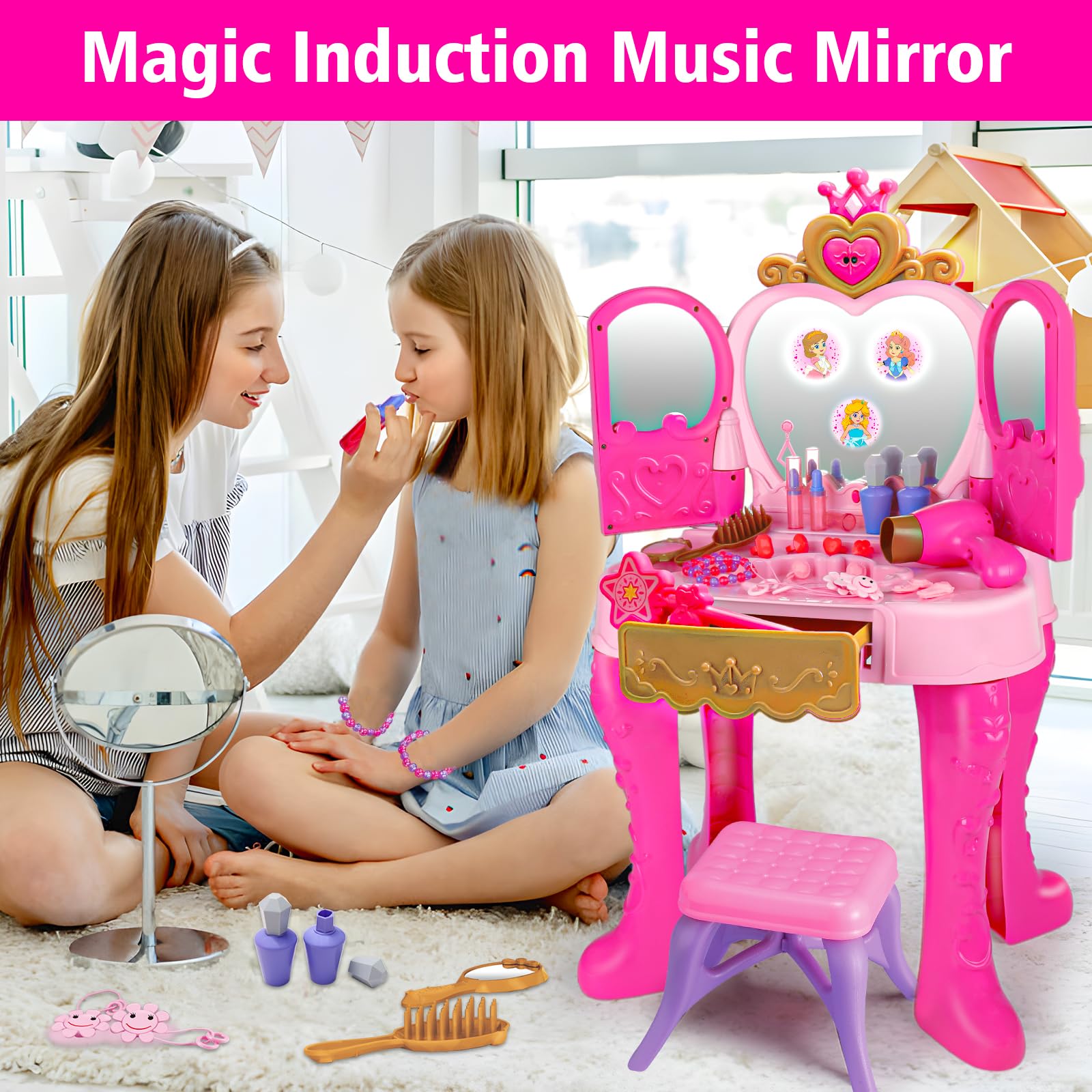 AugToy niña usando secador con sonido simulando salón y motricidad
