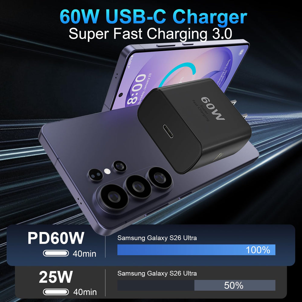 Auorld cable 10FT con conector USB-C reversible para carga cómoda a distancia