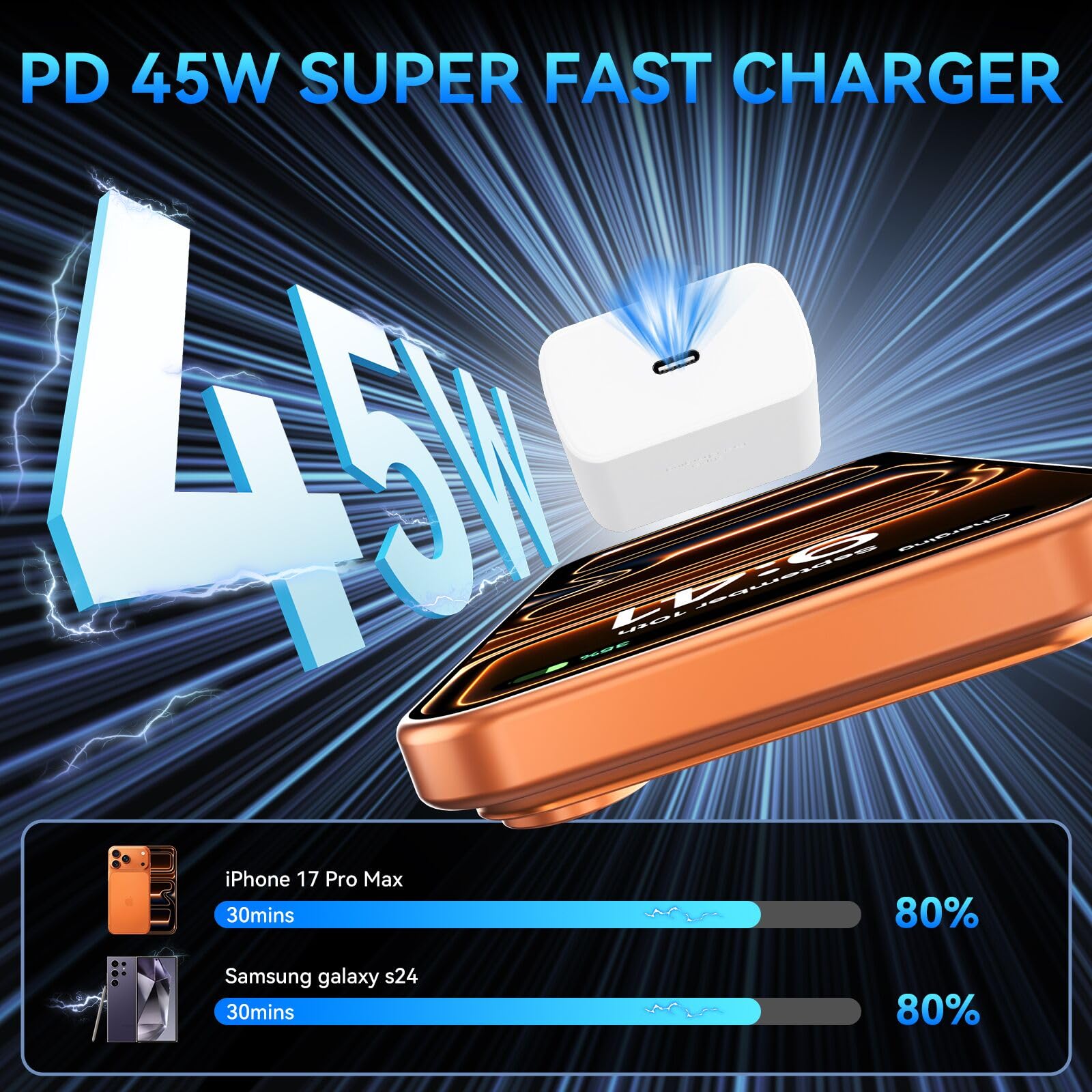 Auorld detalle del puerto USB‑C indicando compatibilidad y potencia